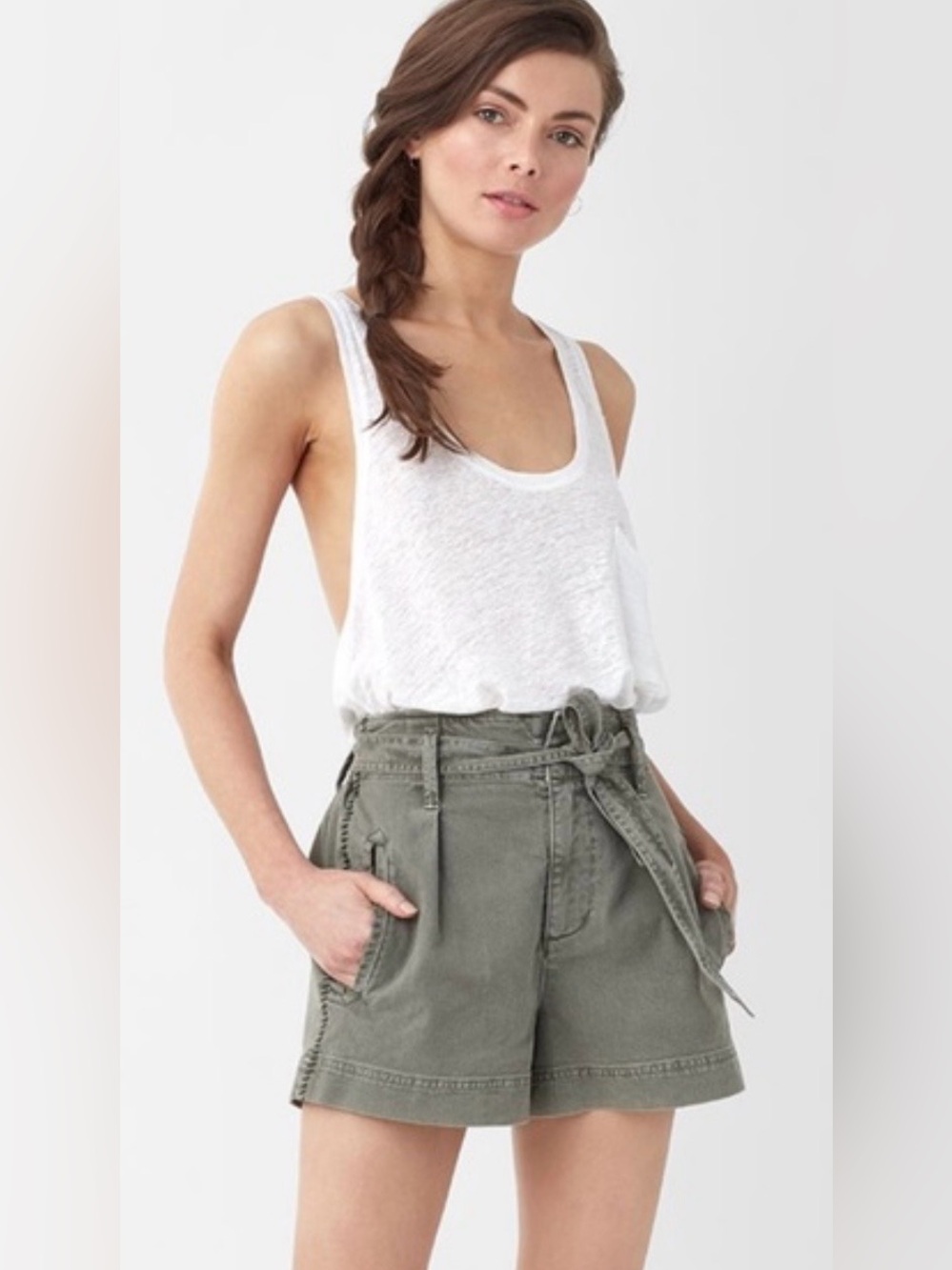 Splendid Gray High-Waist Paperbag Tie-Front Women’s Shorts
